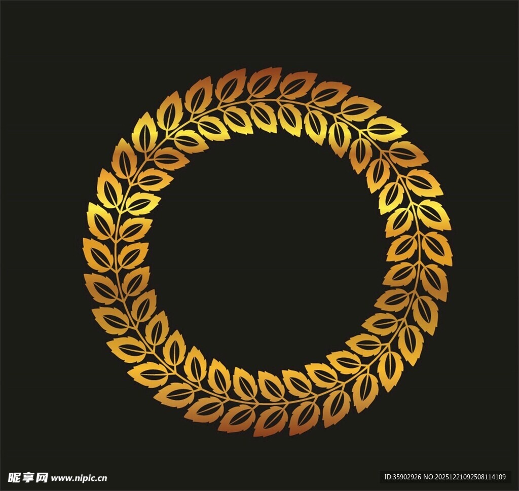 金色叶形环形装饰图案