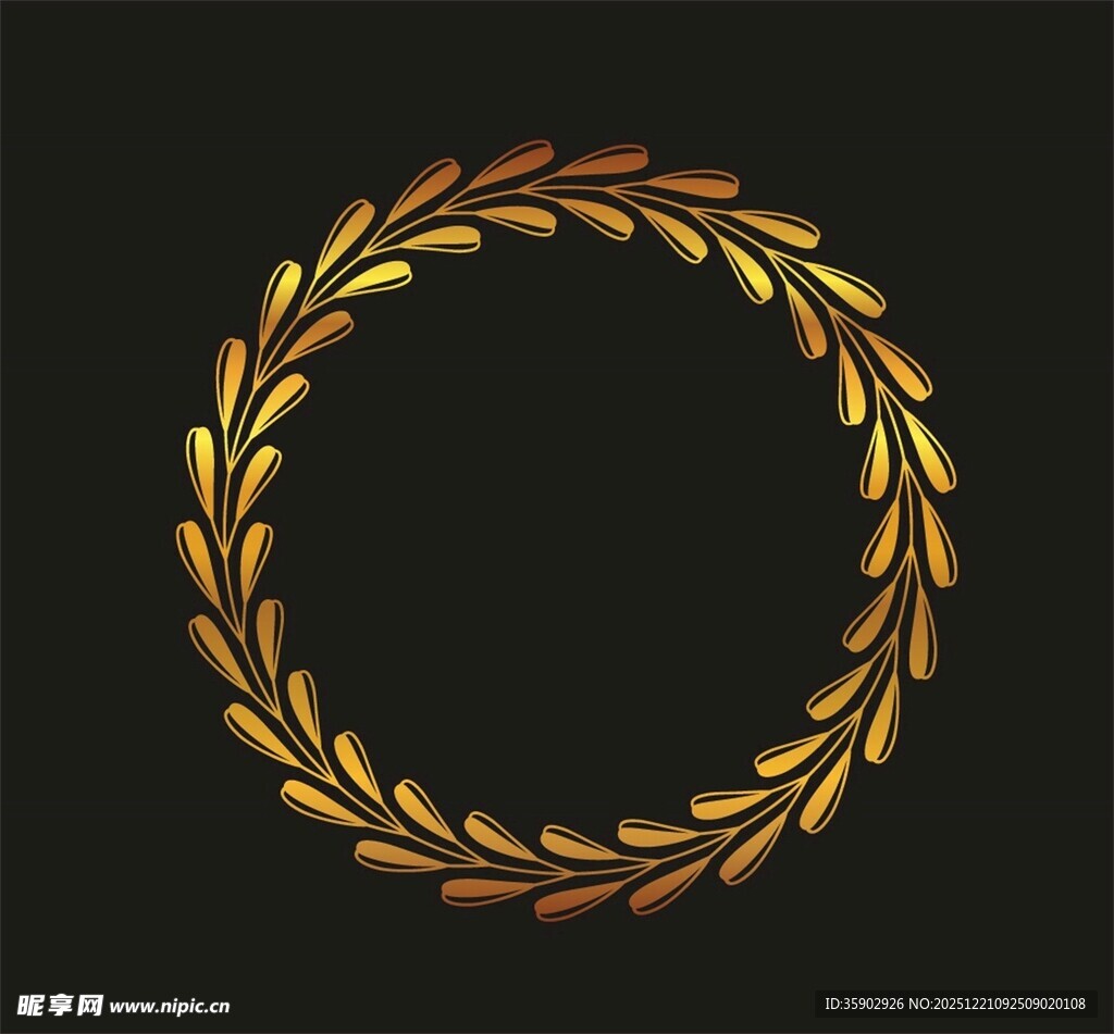 金色麦穗花环装饰图案
