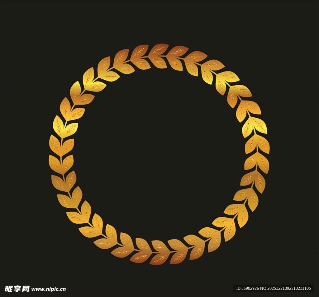 金色麦穗环形装饰图案