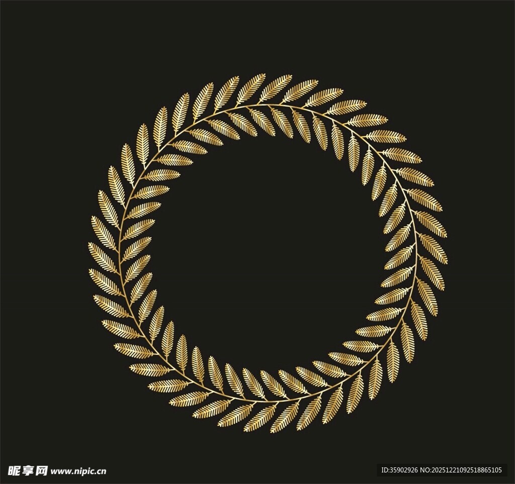 金色麦穗环形装饰图案