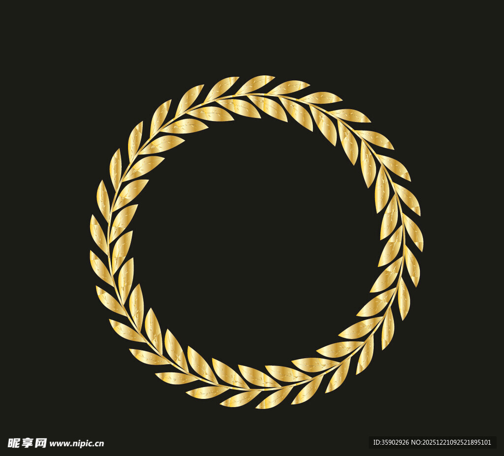 金色月桂环装饰图案