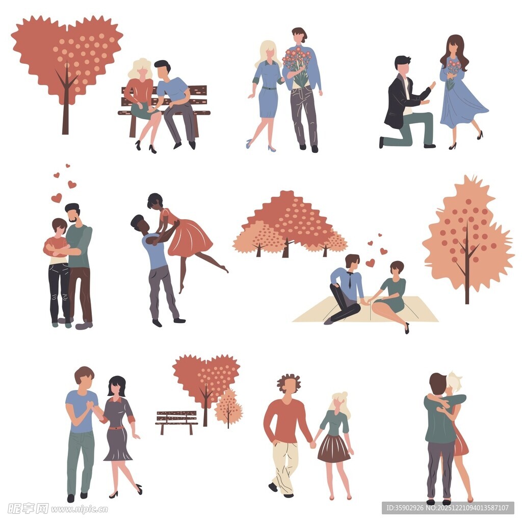 浪漫情侣秋日甜蜜瞬间