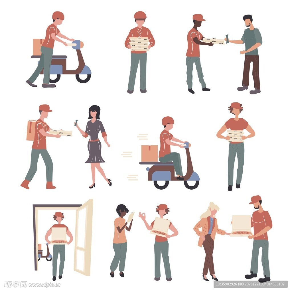快递员工作场景插画