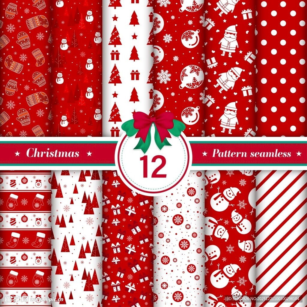 圣诞主题红色系图案集合