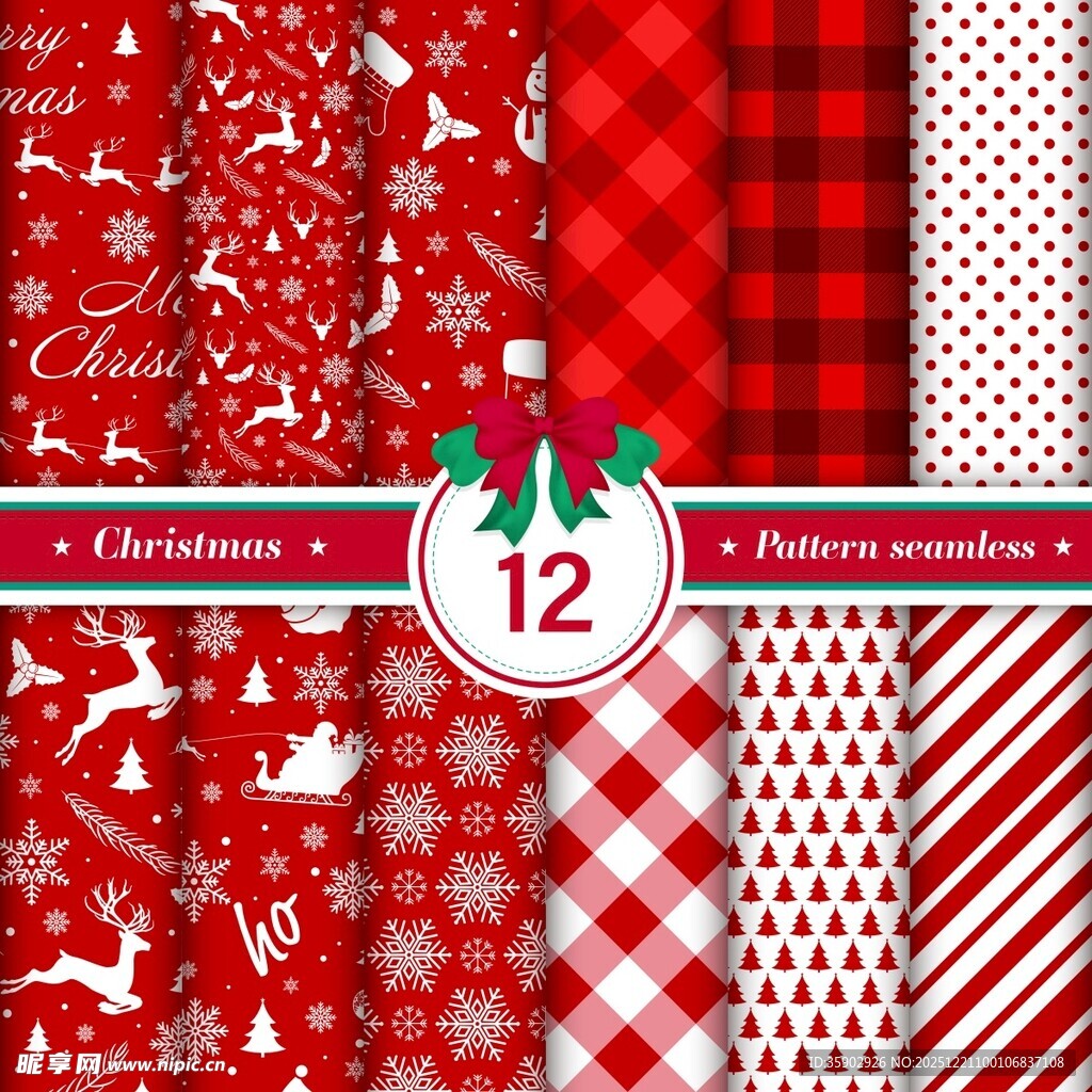 圣诞主题红色系图案集合