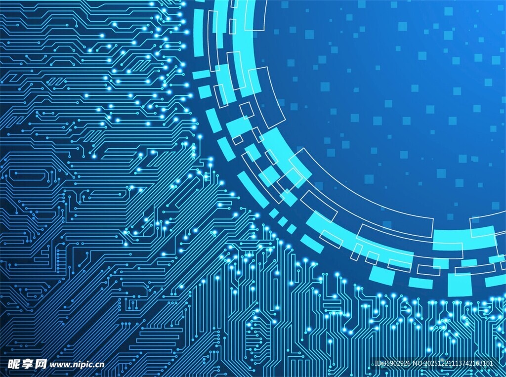 蓝色科技风圆形图案背景