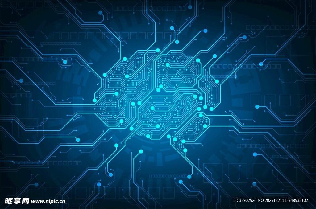 科技感蓝色神经元图案