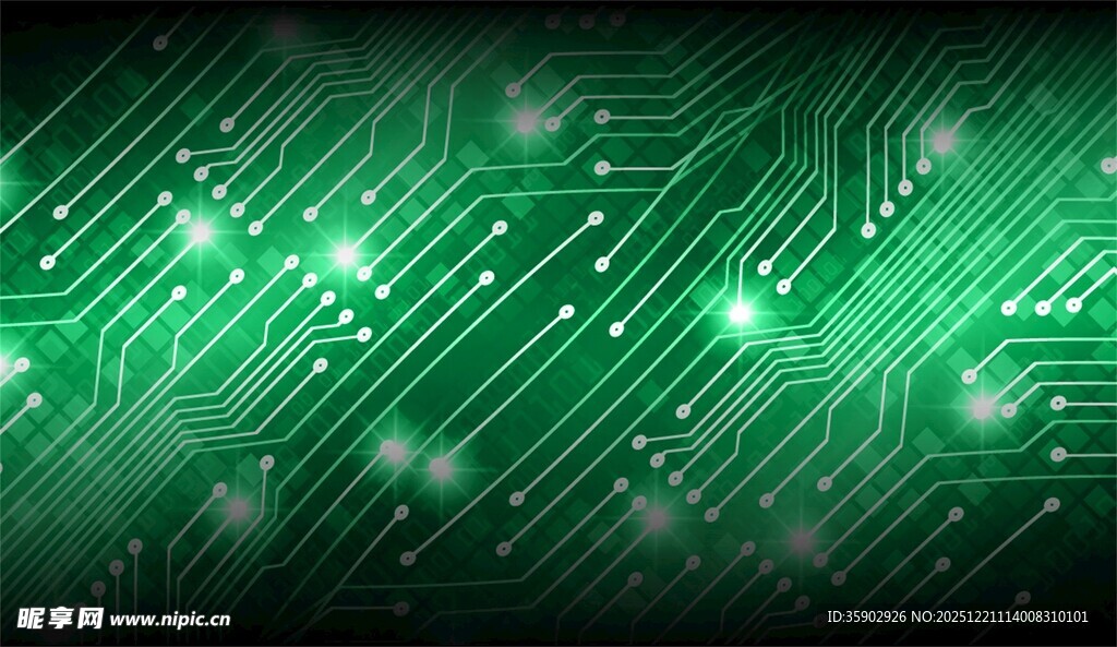 绿色科技感电路板背景图