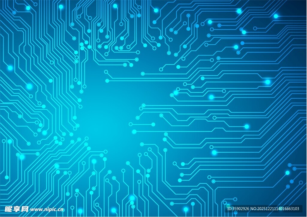 蓝色科技风电路板背景图
