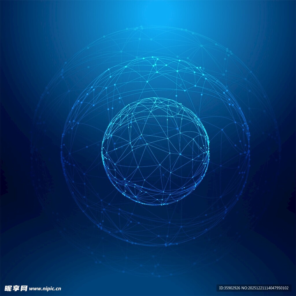 蓝色科技感球体网络图案