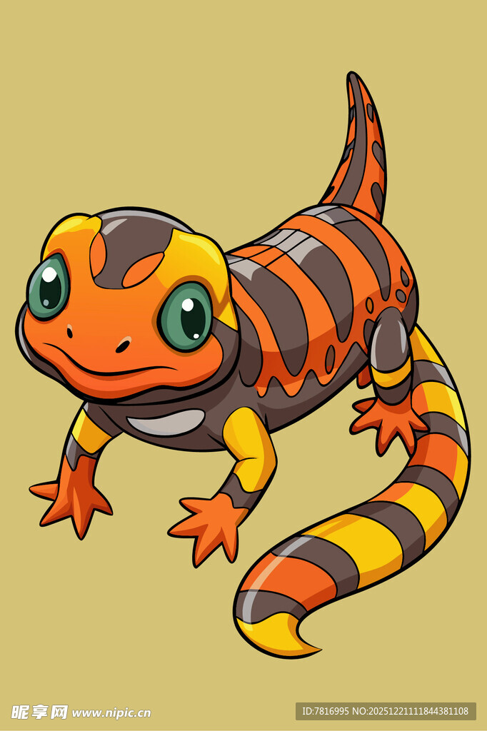 彩色条纹卡通蜥蜴形象