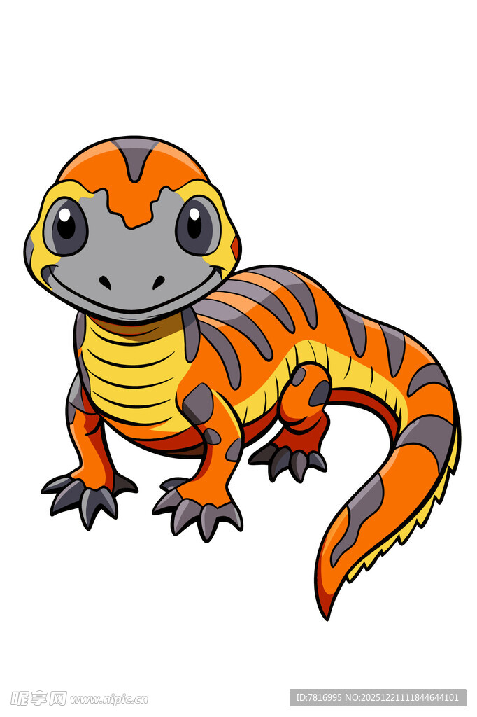 可爱卡通蜥蜴形象插画