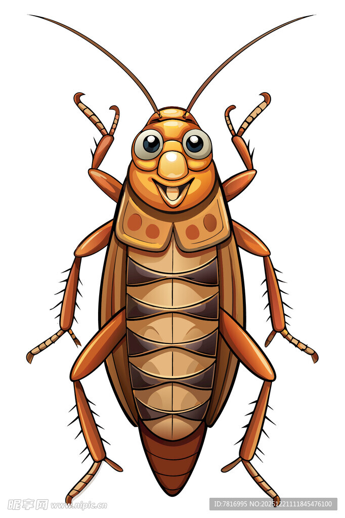 可爱拟人化蟑螂插画