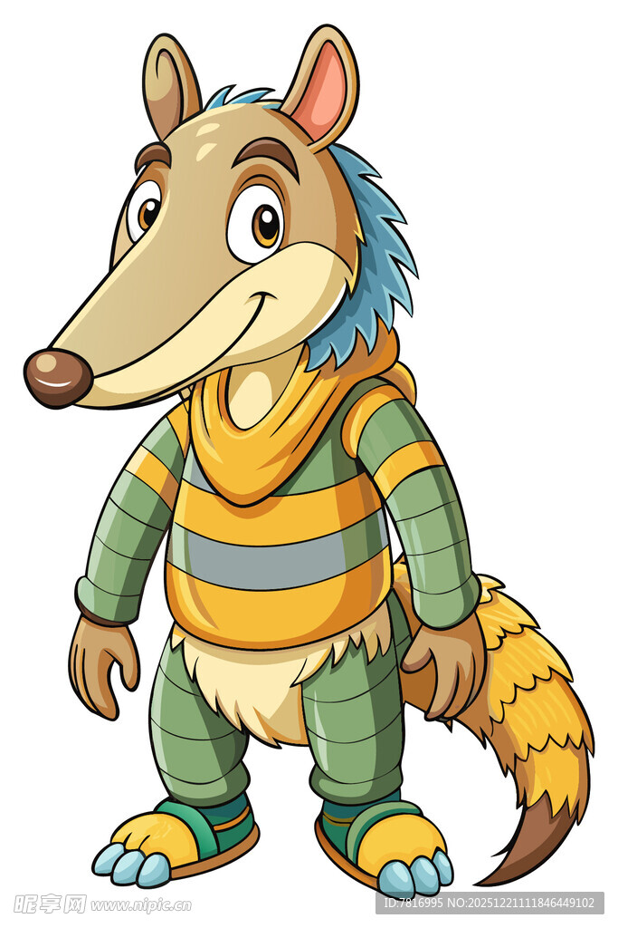 穿条纹衣的卡通袋熊形象