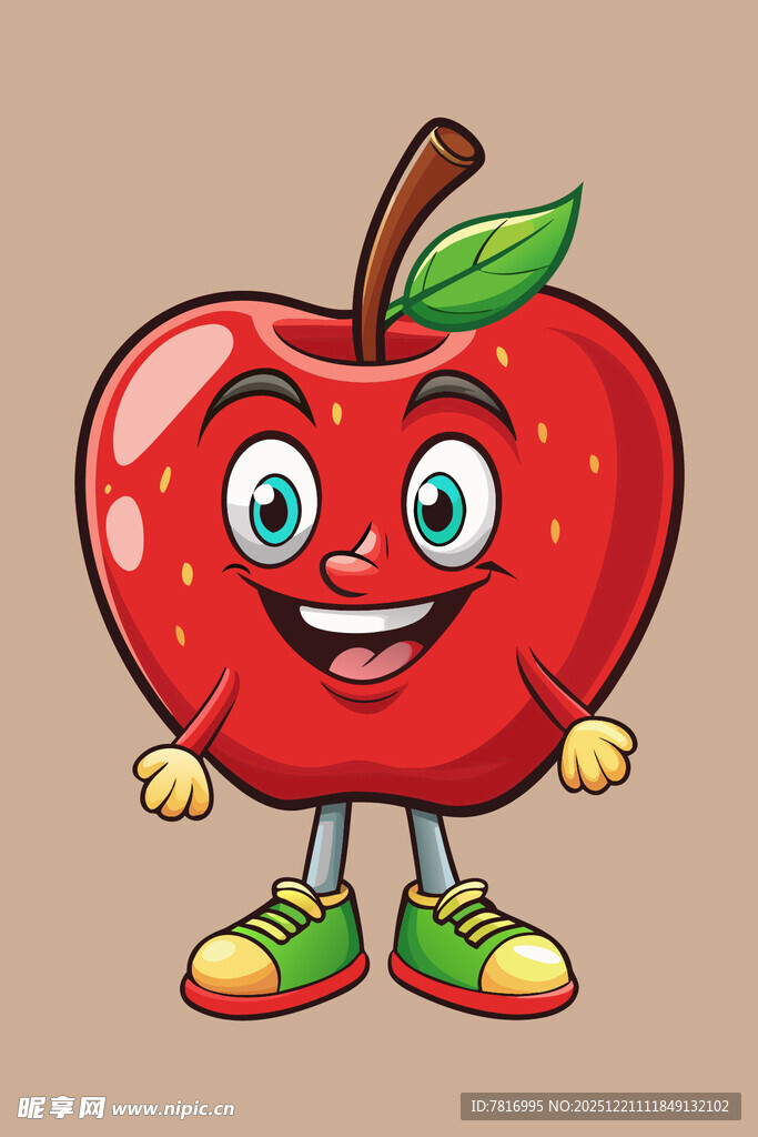 可爱拟人红苹果卡通形象
