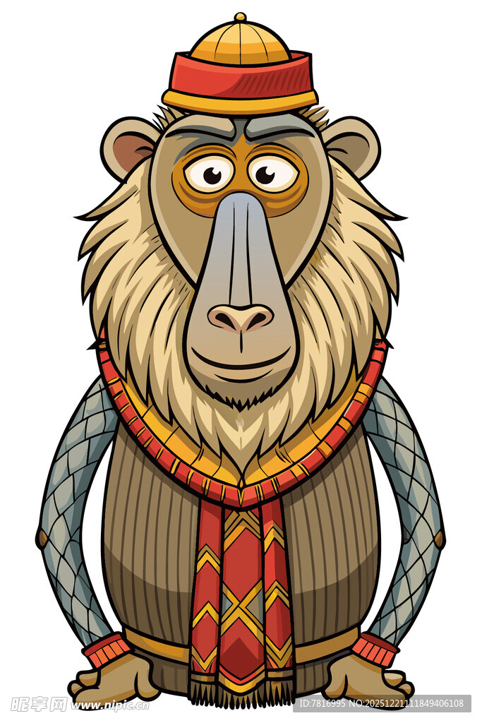 戴帽围巾的可爱猴子