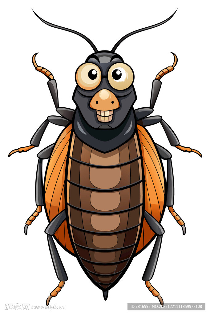 可爱卡通蟑螂形象插画