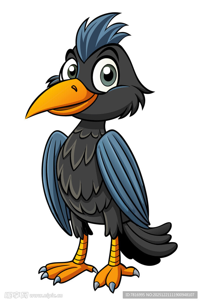 卡通黑羽乌鸦形象