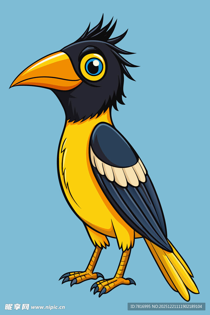 卡通风格的黄黑相间鸟