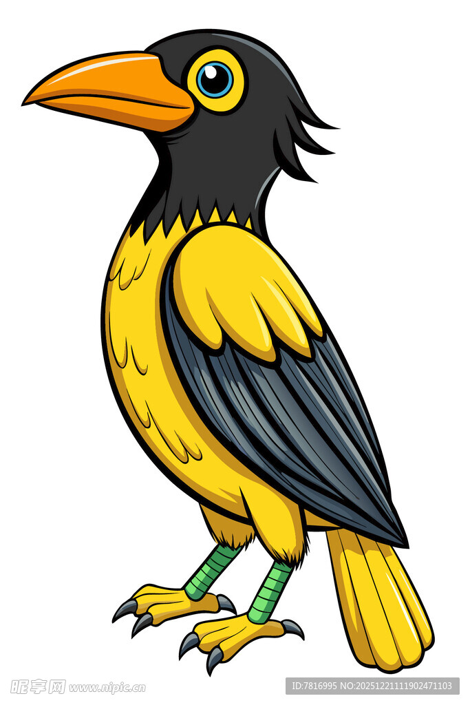黄黑相间的卡通小鸟