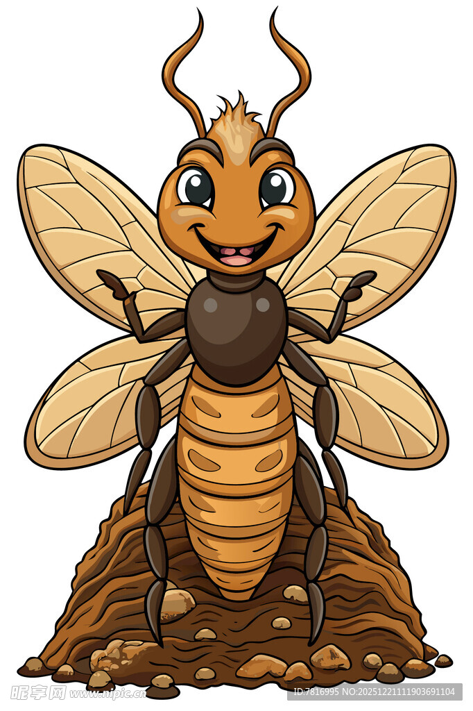 可爱蜜蜂站在蜂巢上