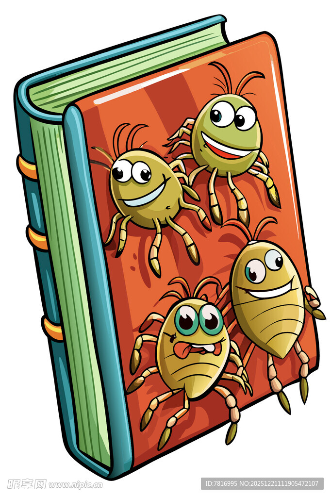 书本上的可爱小虫子
