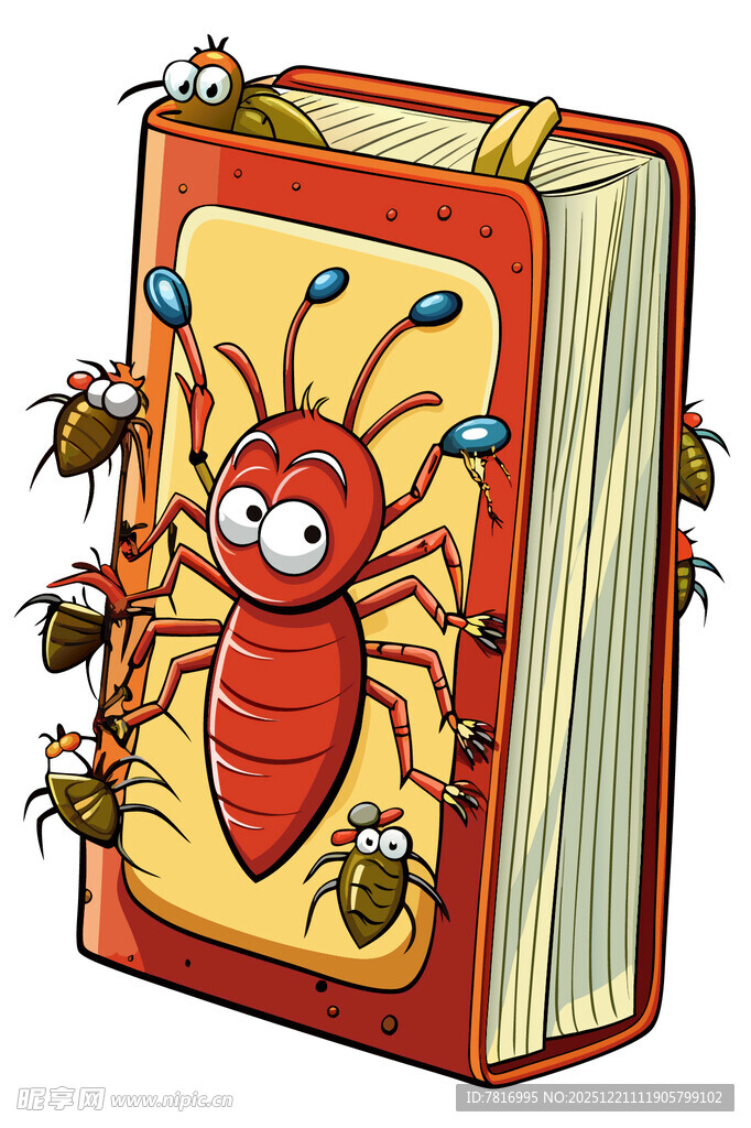 书本上的可爱小虫子