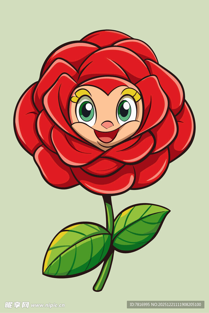 笑脸玫瑰插画
