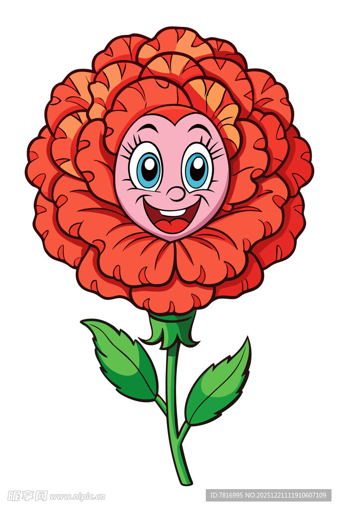 可爱笑脸红花卡通形象