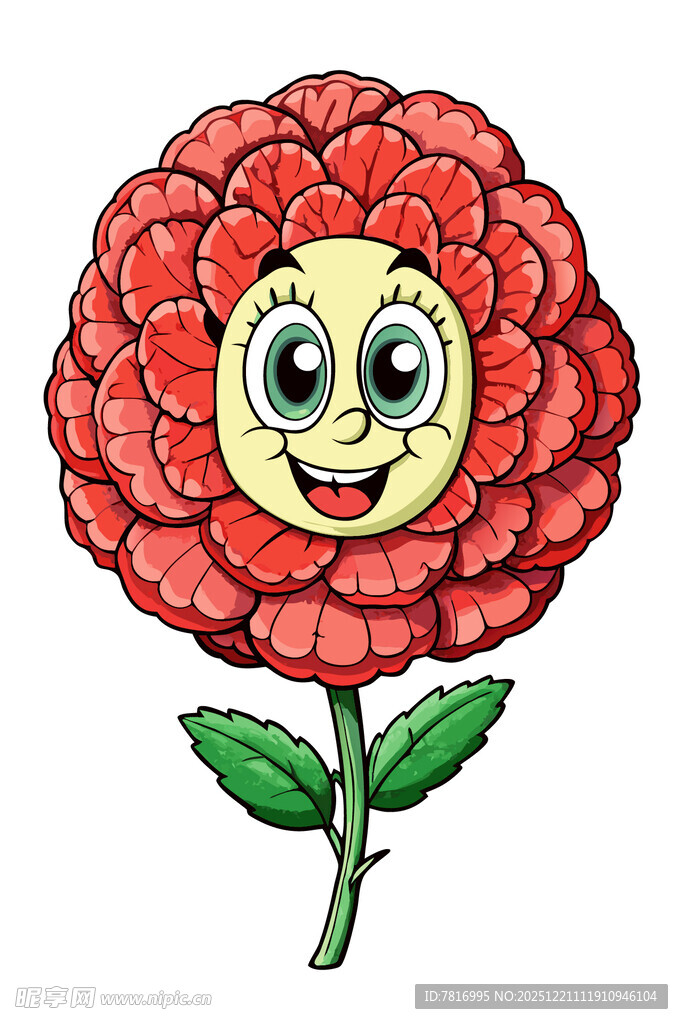 笑脸红花插画