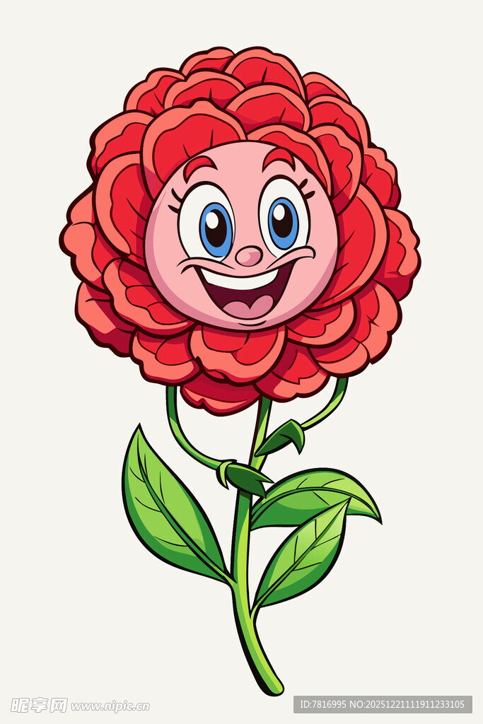 可爱笑脸红花朵