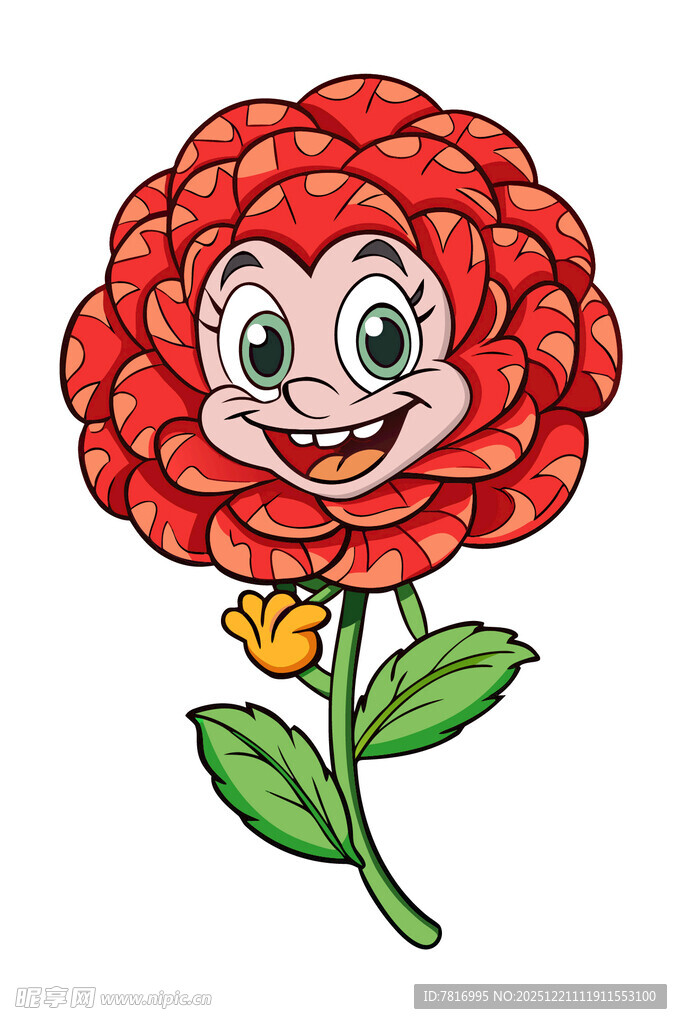 笑脸红花卡通插画