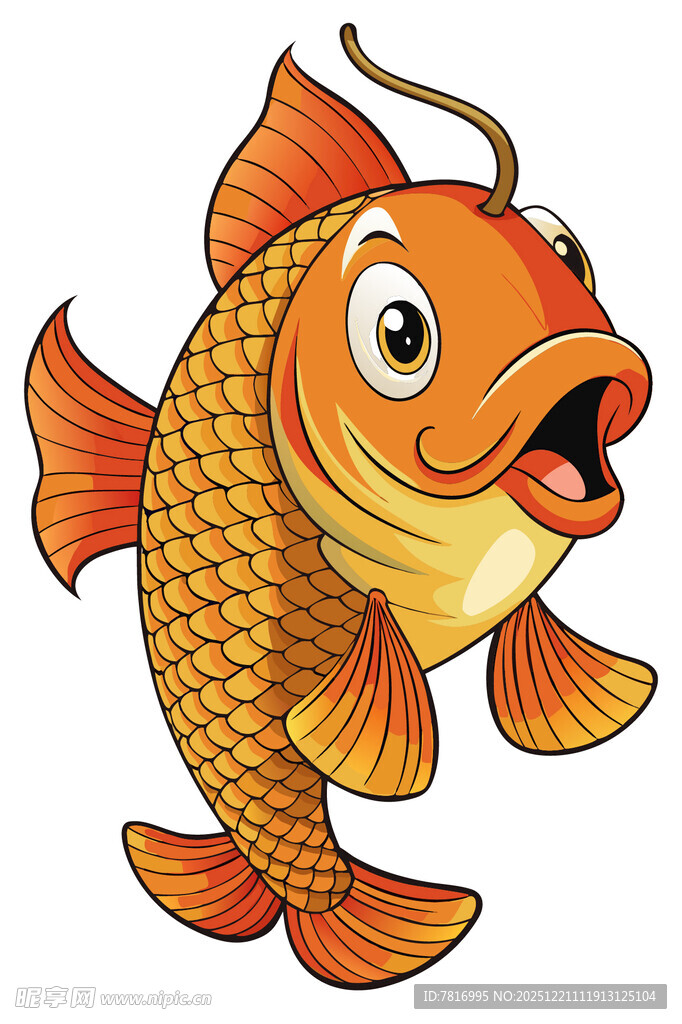 可爱卡通金鱼形象展示