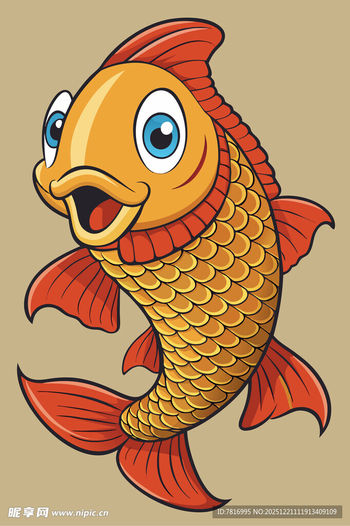 可爱卡通金鱼形象