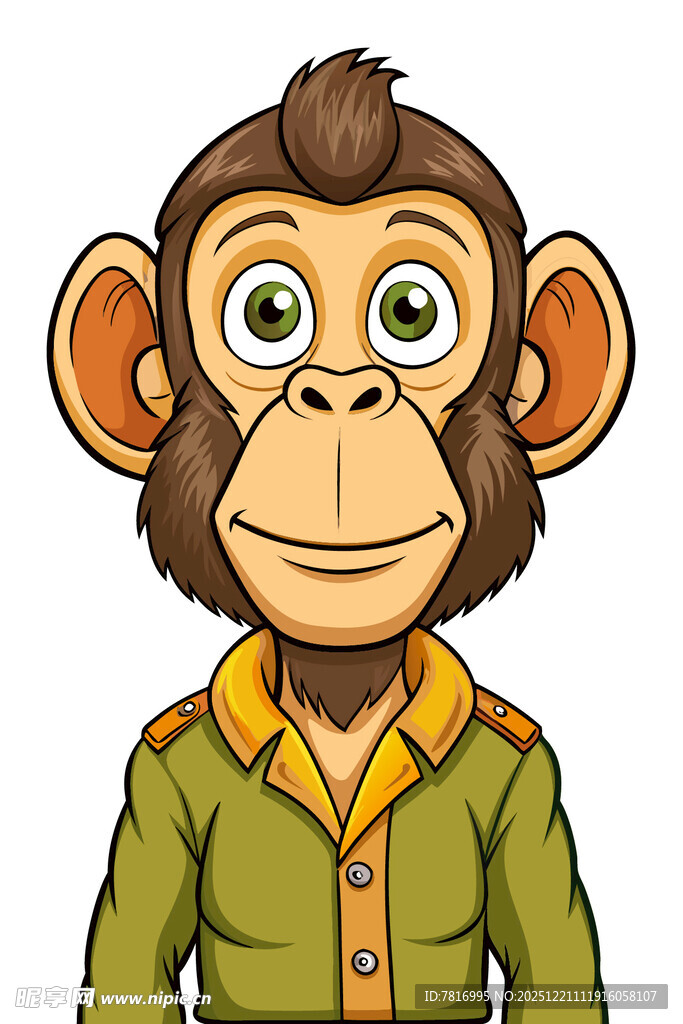 穿绿衣的卡通猴子形象