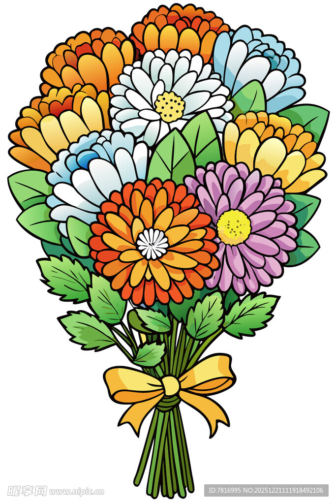 多彩花束插画