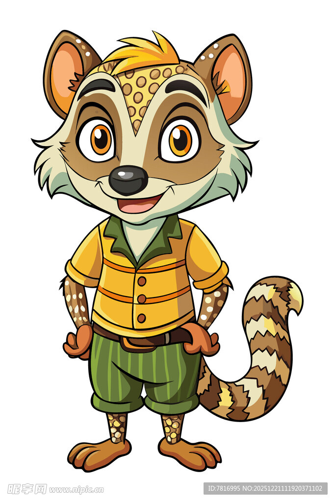 穿着服饰的可爱狐獴形象