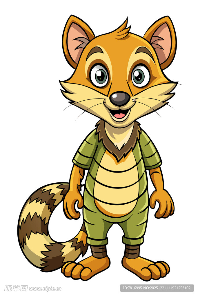 穿绿衣的卡通小狐狸