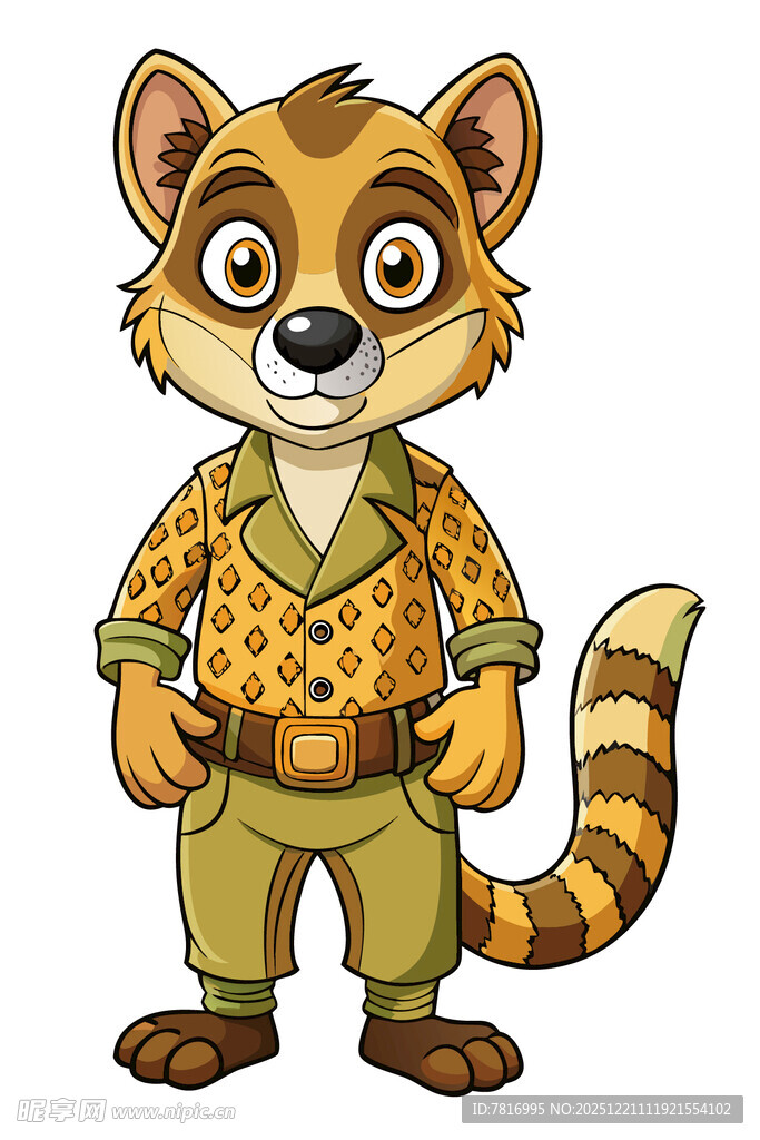 穿着时尚的卡通狸猫