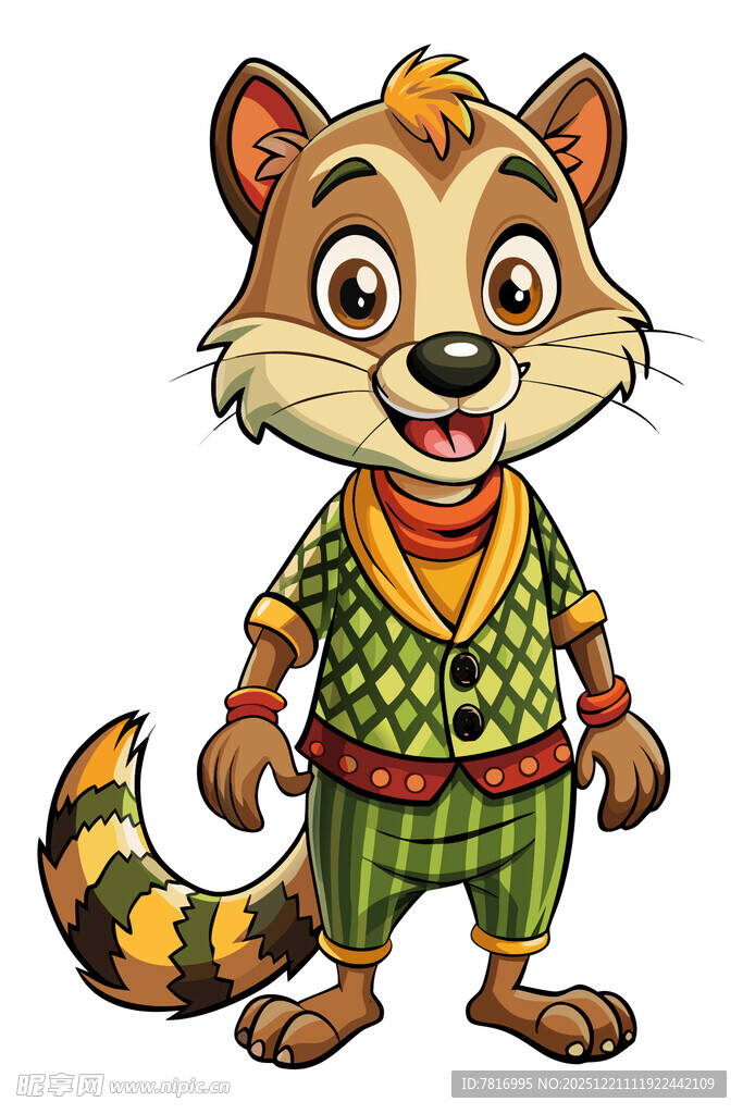 穿着服饰的可爱小狐狸