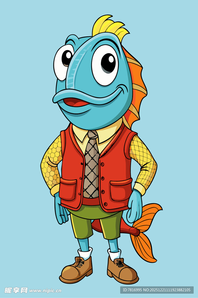 卡通小鱼绅士形象