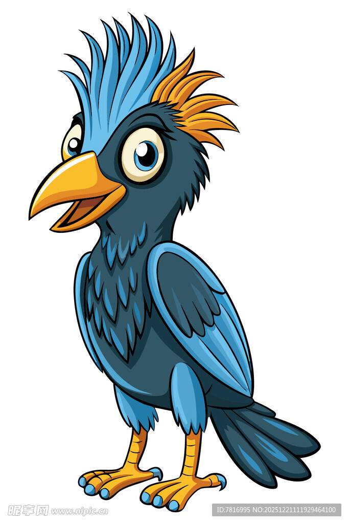 蓝色卡通小鸟