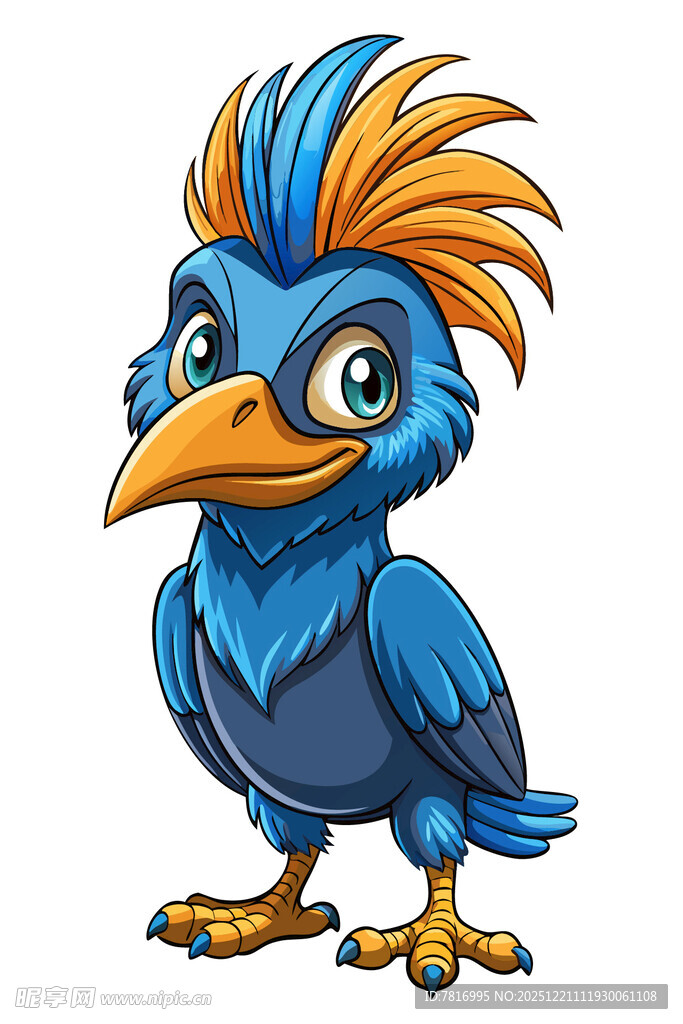 蓝色卡通小鸟造型独特