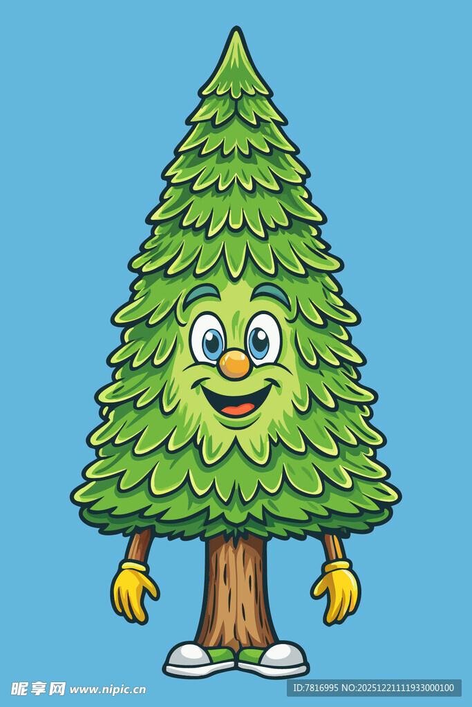 可爱拟人化圣诞树形象