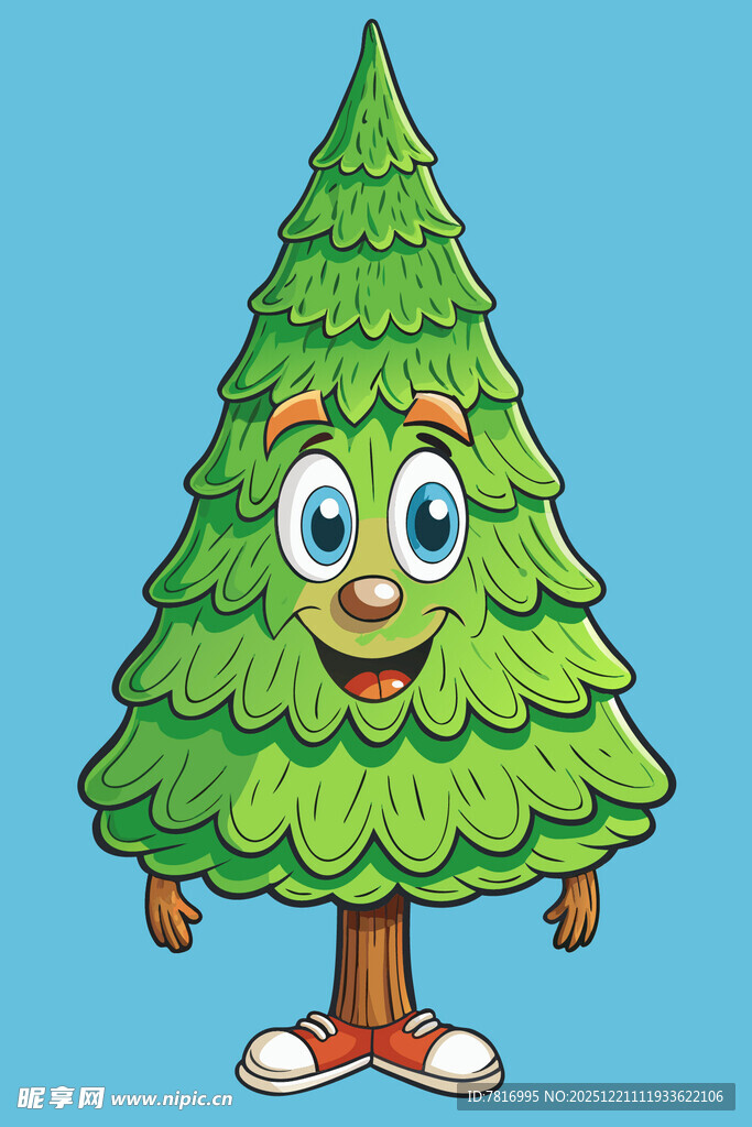 可爱拟人化圣诞树形象