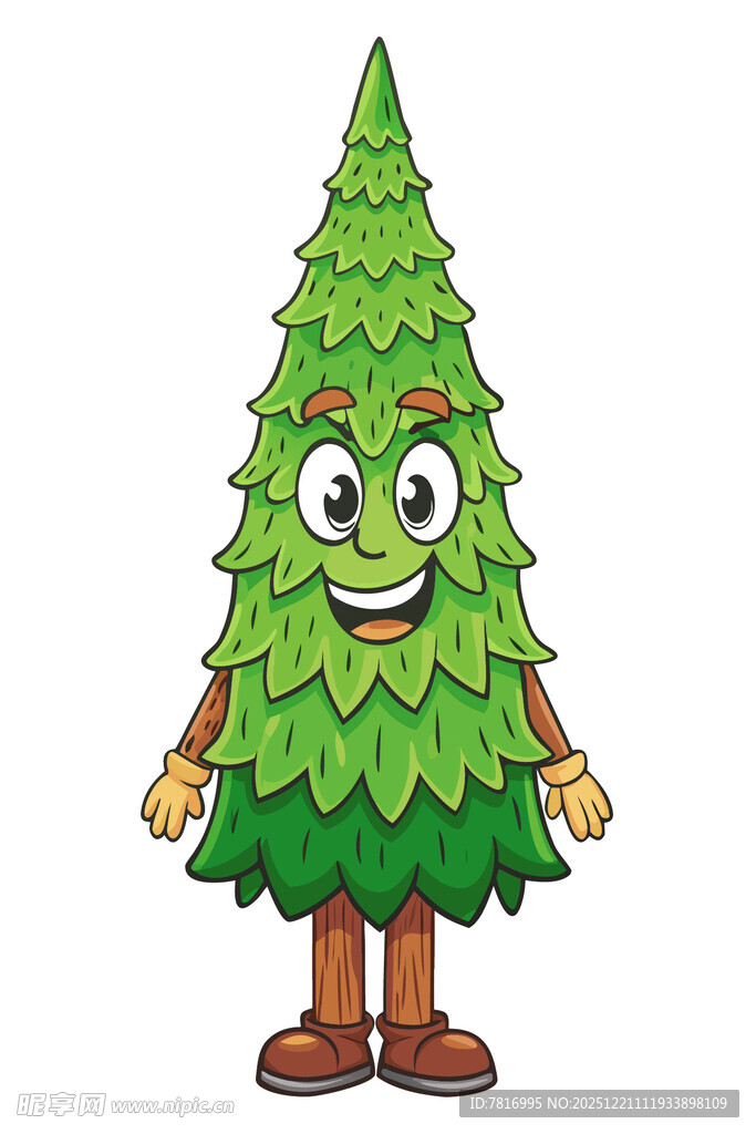 可爱拟人化圣诞树形象