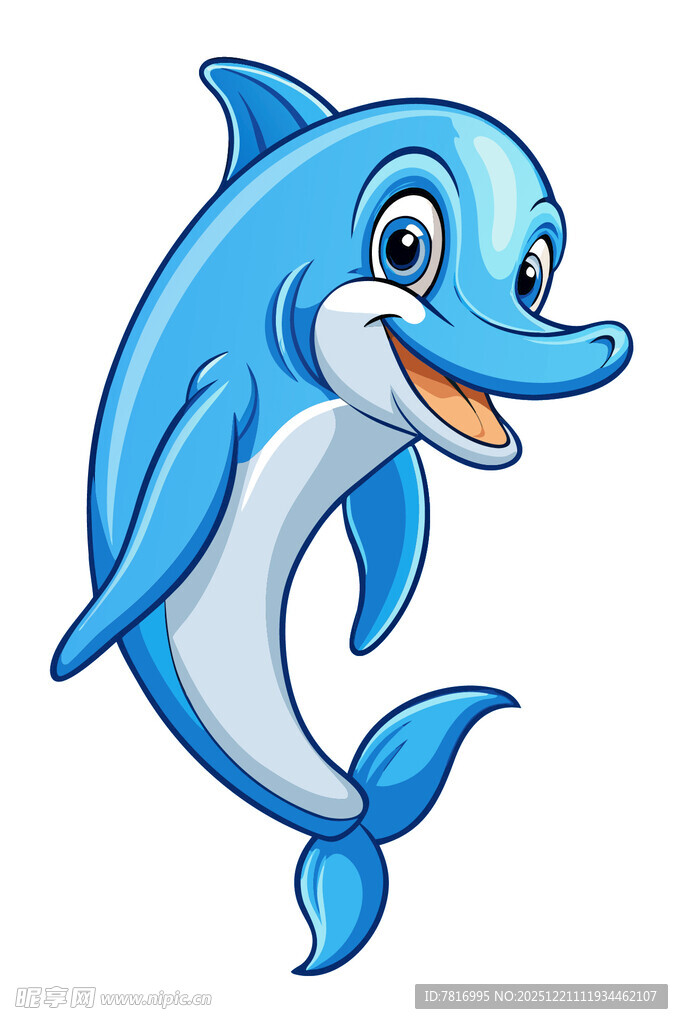 跳跃的可爱蓝色海豚