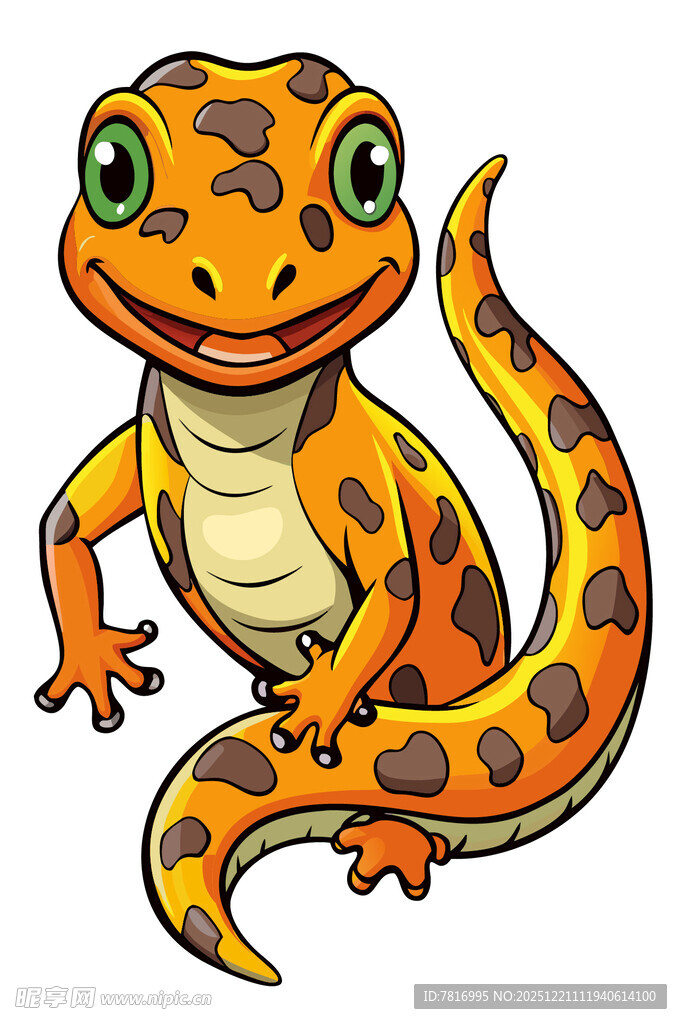 可爱卡通壁虎形象展示