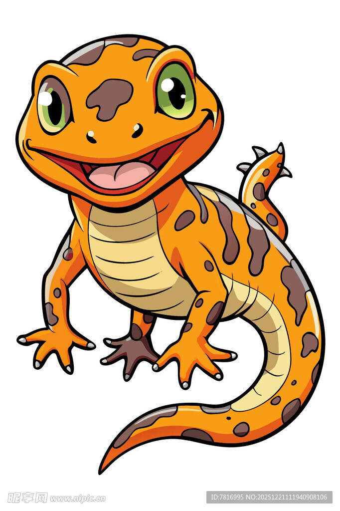 可爱卡通壁虎形象展示