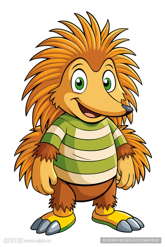 穿条纹衣的卡通刺猬